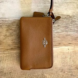 Coach brown wristlet